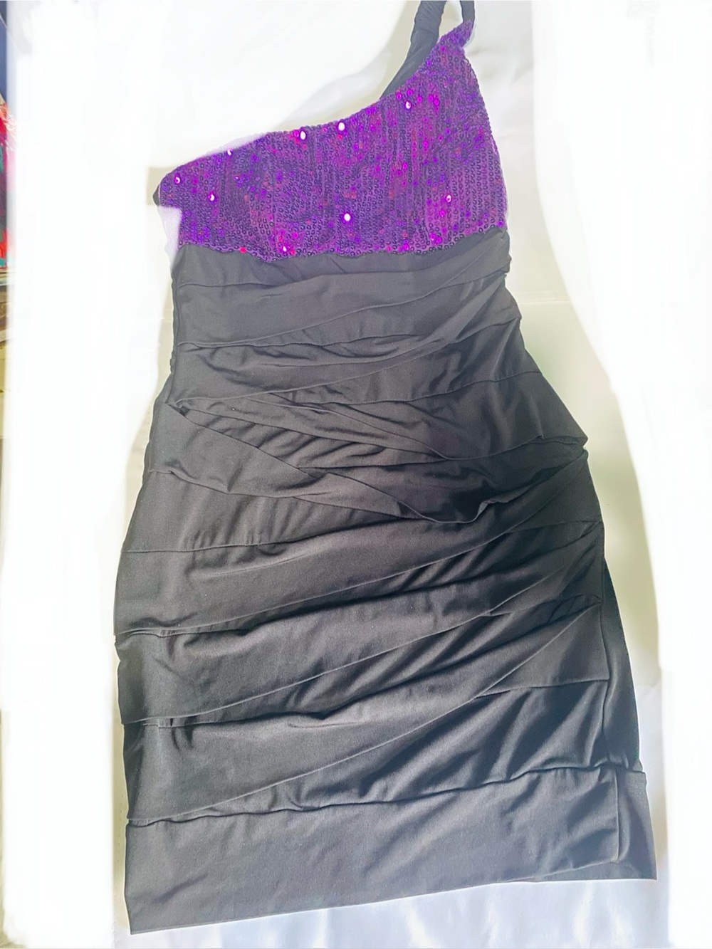 Ruby Rox Mini Dress with Purple Sequin Top and Black Skirt